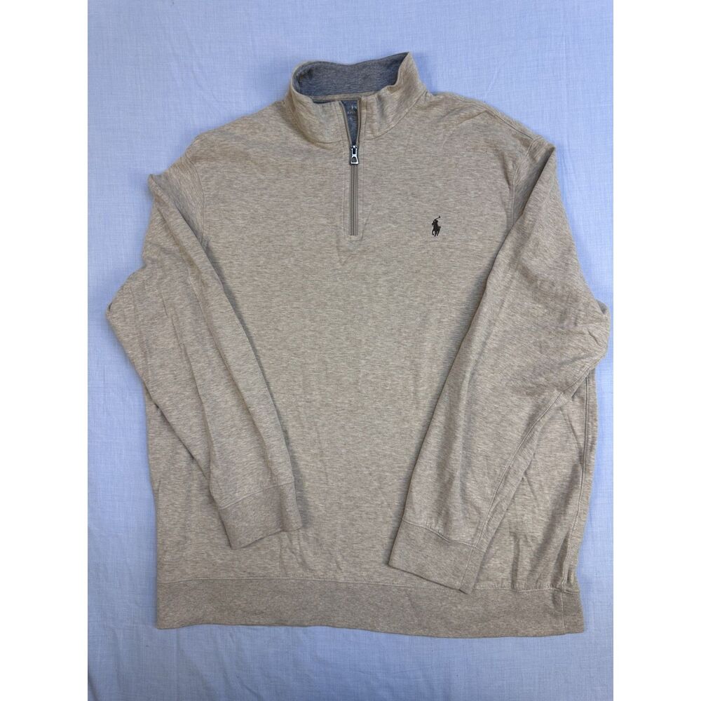 Polo Ralph Lauren Luxury Jersey Quarter Zip Oatmeal XXL